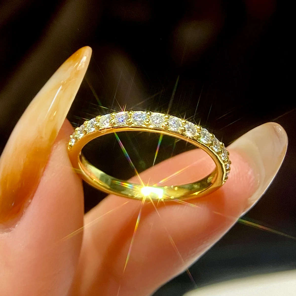 S925 فضة أنيقة مويسانيتي حقيقي الماس مطعمة تاج خواتم للنساء المشاركة الزفاف موضة غرامة مجوهرات