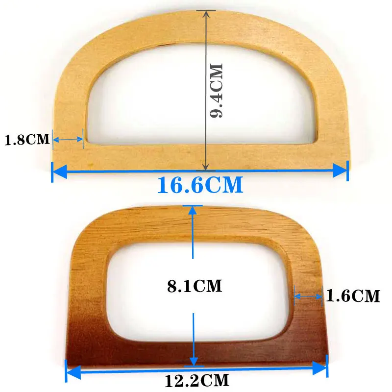 1 Pc Handcrafted Wooden D Shape Handle Classic Round Bag Replacement Decorative Simple Gradient DIY Rectangle Handbag Accessorie