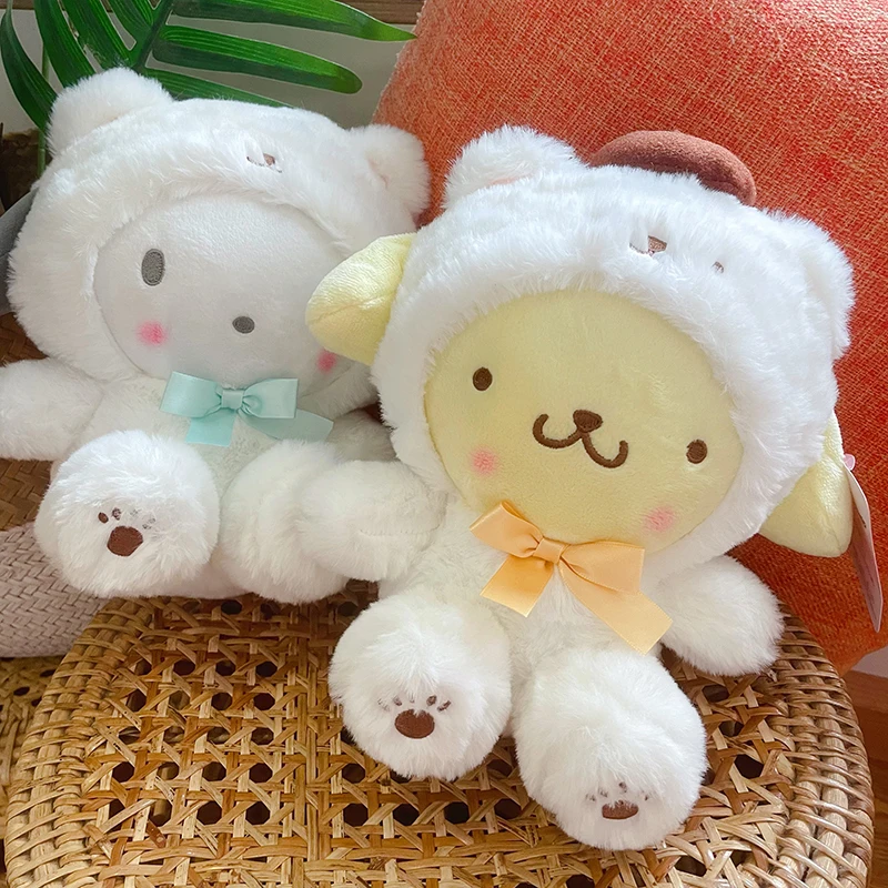 New Sanrio Cos Cross Dressing White Bear Series Kuromi Melody Cinnamoroll Kawaii Plush Dolls Toys Pendant Child Christmas Gifts