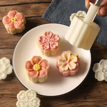 1組DIY月餅模具塑膠手動壓模糕點模具手動壓綠豆糕模型糕點壓花製作廚房烘焙工具 10 最佳銷售 月餅壓模 - №1