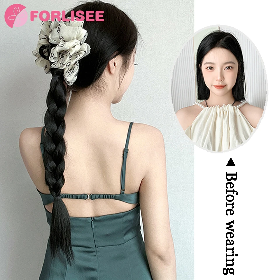 FORLISEE Synthetic Chinese Ink-wash Style Claw Clip-on Braided Ponytail Wig Hanfu Cheongsam Ancient Style Ponytail