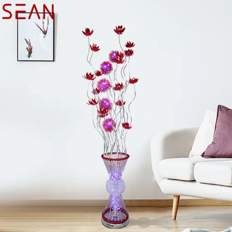 SEAN Nordic Floor Lamp Modern Art Red Flower Iiving Room Sofa Bedroom Hotel LED Originality Decorative Standing Light