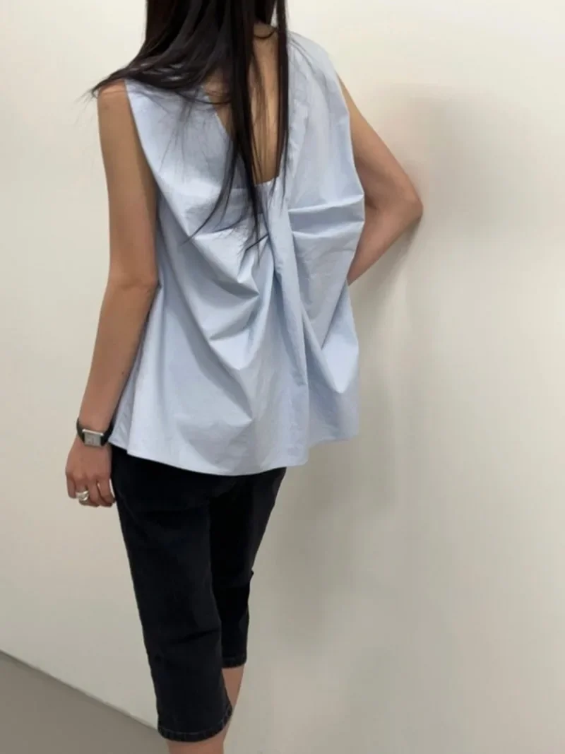 Chic Knik Design 2024 Woman Shirts & Blouses 2 Ways Wear Blusas Sleeveless Camisas Tank Ropa Mujer Spring Summer New Tops