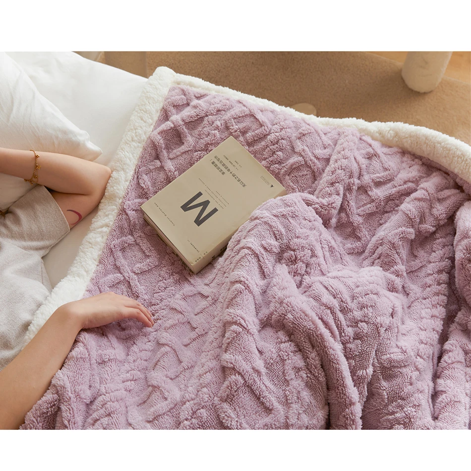 Winter Warm Blanket Solid-color 100% Double Layers Sofa Blanket Thickening and Soft ,Coral Fleece Bed For Bedding - Image 6