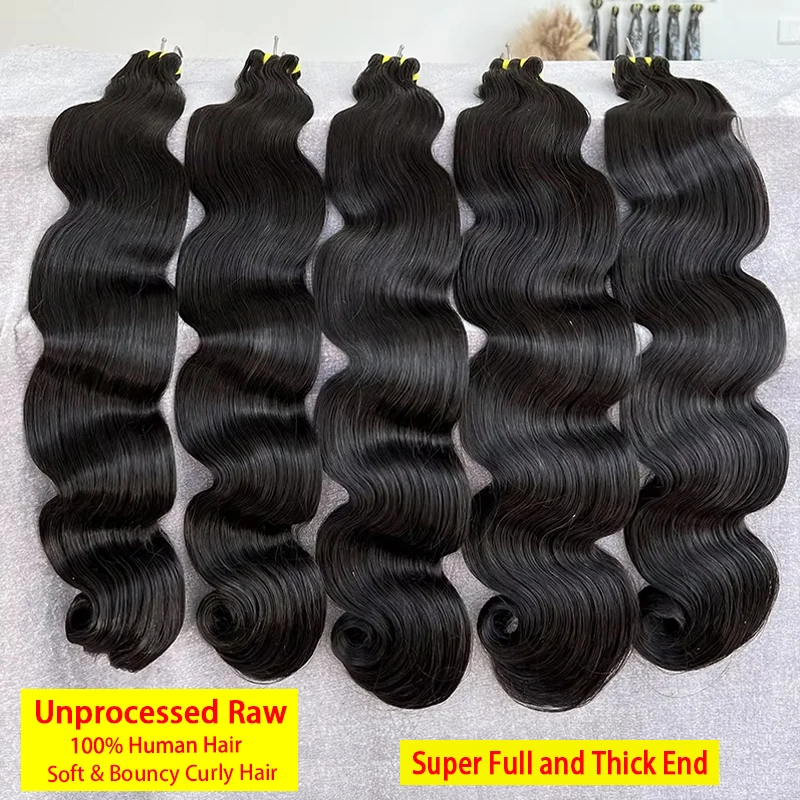 

Raw Body Wave Human Hair Bundles Double Drawn Top Vietnamese Virgin Wavy Hair Top Bundles Weaving #1B Natural Black 1/2/3/4 PCS
