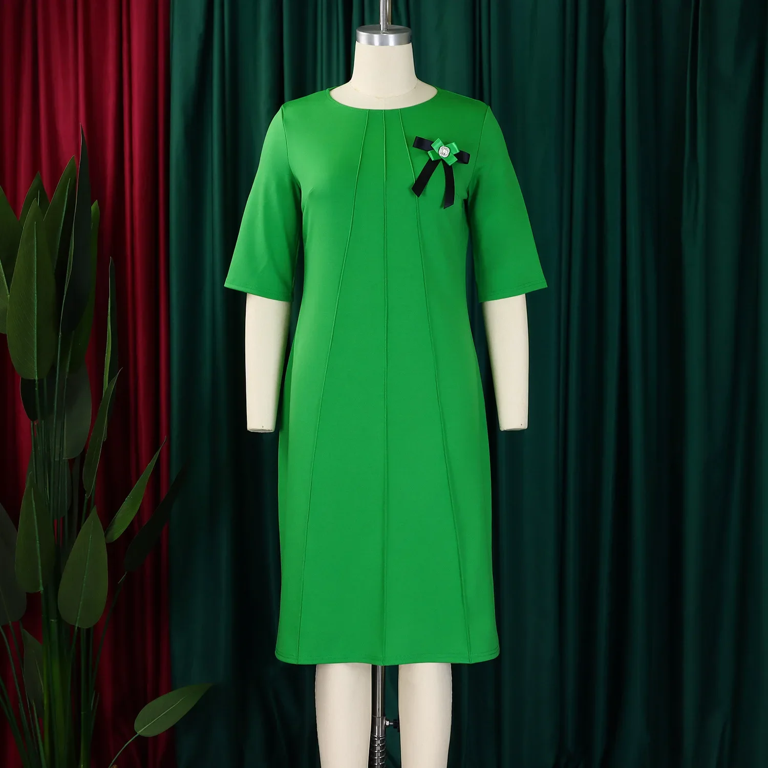 

Индивидуальные L-3XL Одежда больших размеров Платья Женские халаты Весна Лето Рукав 3/4 Уличный стиль Повседневная 3XL Большой размер Оверсайз миди