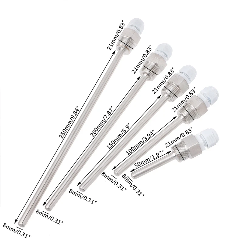 Compact Temperature 50/100/150/200/250mm Stainless Steel thermowell NPT Thread for Temperature Sensors