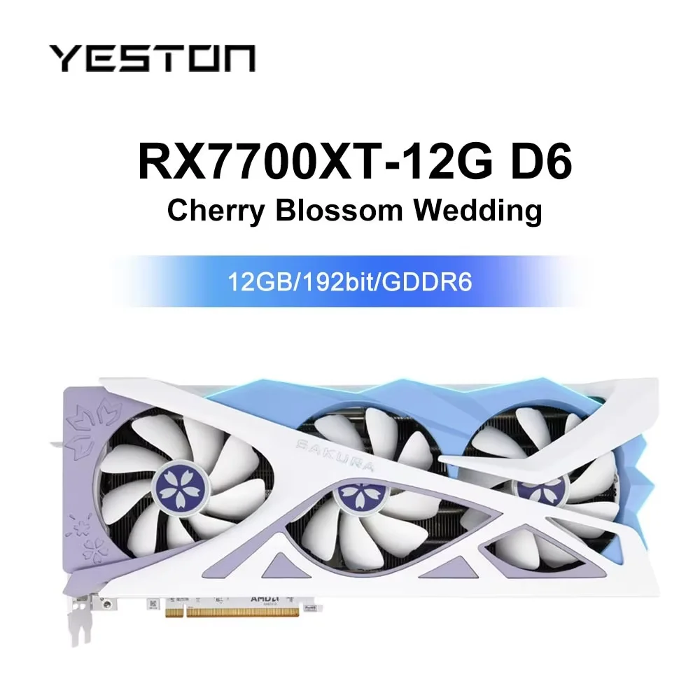 

‌Yeston RX 7700 XT 12GB GDDR6 Sakura Bride Edition - Anime-Inspired Gaming GPU‌ Graphics Card Video Card