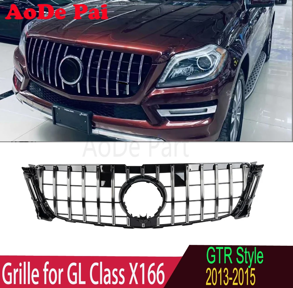 

GL350 GL400 GL450 Grille Racing ABS Silver Front Bumper Mesh Hood Grill for Mercedes GL Class X166 2013-2015 Low Version