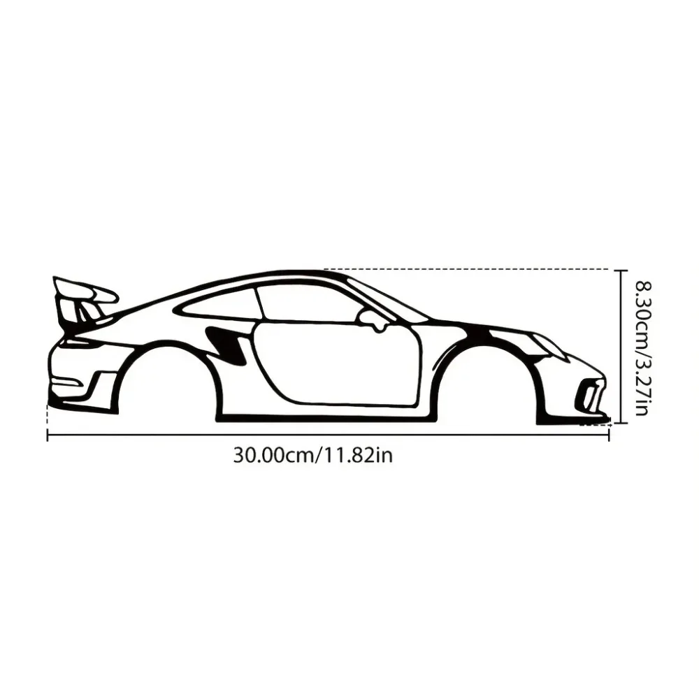 1pc Art Wall Decoration Wall Decoration Iron Art Hollow Silhouette Metal Wire 911GT3 Model Sports Car Home Wall Hanging Simple