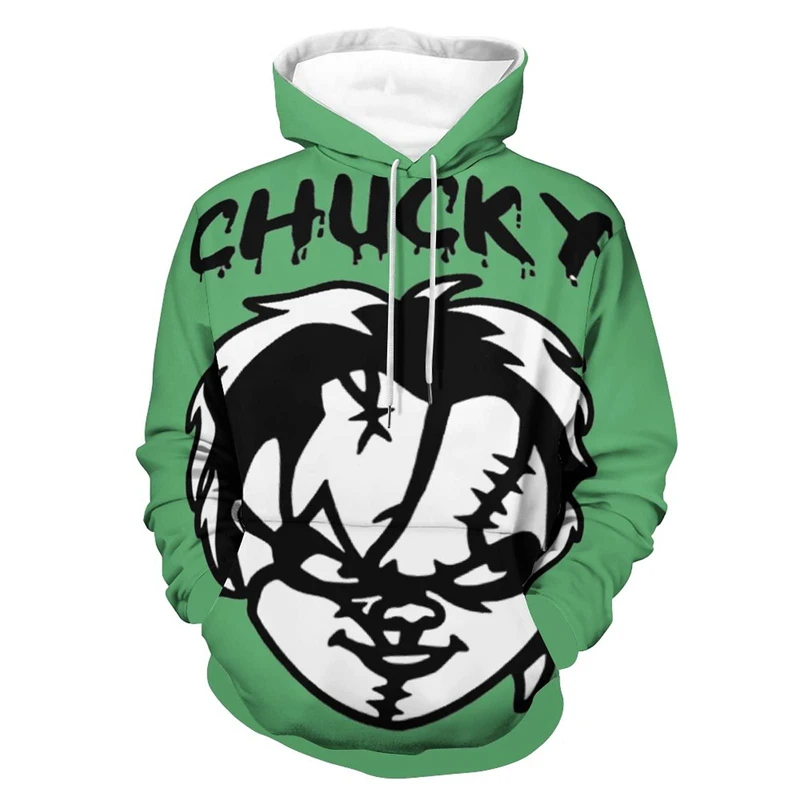 Newest Child's Play Chucky 3D Printed Oversized Hoodie Men Casual Hooded Sweatshirt American Horror Film Style Spring Streetwear