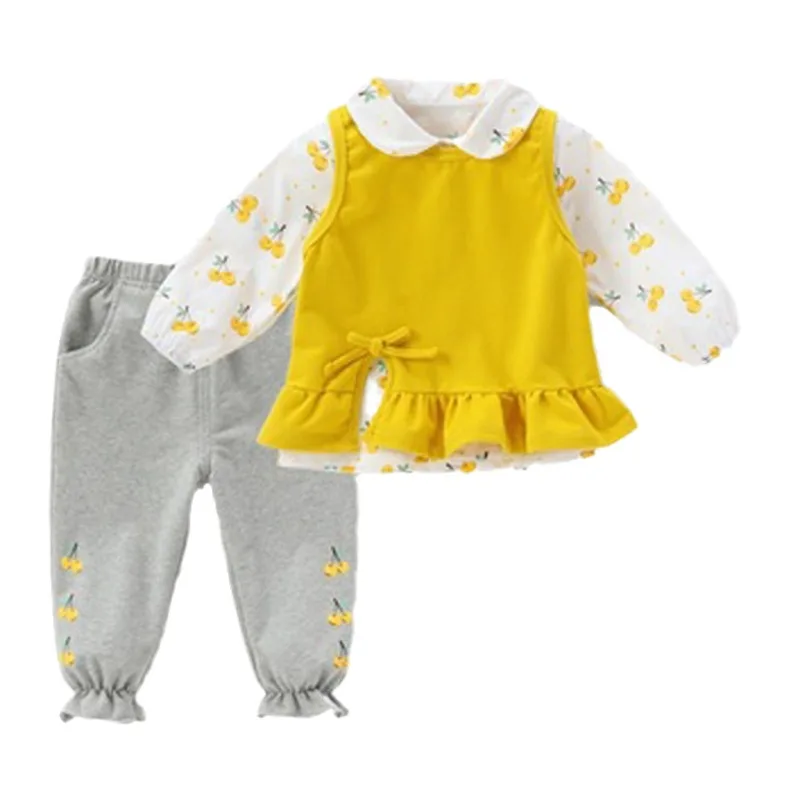 

New Spring Autumn Baby Clothes Suit Children Girls Casual Vest Shirt Pants 3Pcs/Set Toddler Costume Kids Clothing Infant Outfits