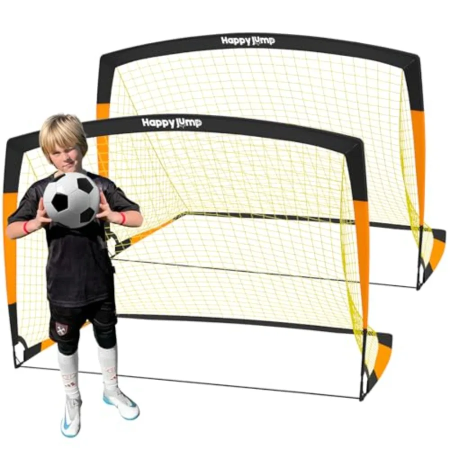 

Backyard outdoor training soccer goals for kids 6-14: weatherproof net, steel frame, black, quick setup, all-weather durability