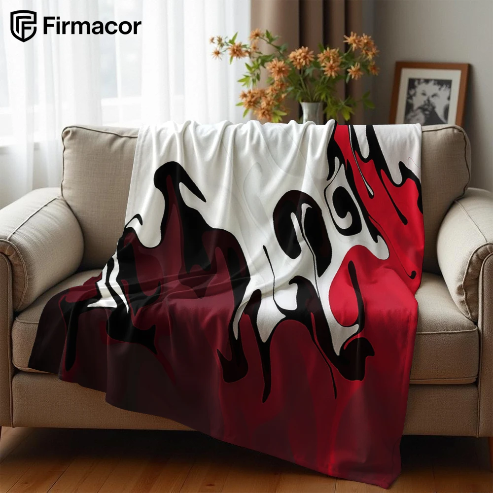 Red Black Fluid Art Lightweight Microfiber Soft Christmas Fleece Blanket Warm Cozy Throw for Bed Sofa Office Travel All Season
