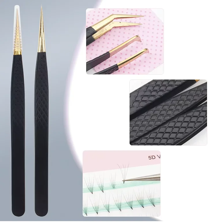 200 Stuks Antistatische Rvs Wimpers Pincet Wimpers Extension Supplies Industriële Precisie Wenkbrauw Pincet Make-Up Tool