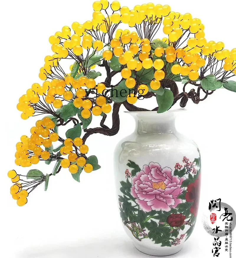 crystal tree home living room TV cabinet lucky powder chalcedony crystal fortune tree ornament
