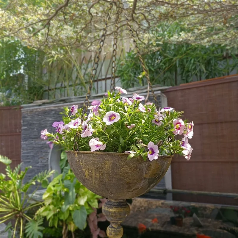 

ABKJ-Hanging Basket Flower Pots, Outdoor Courtyard Corridor Garden Plant Decoration, Hanging Flower Pots