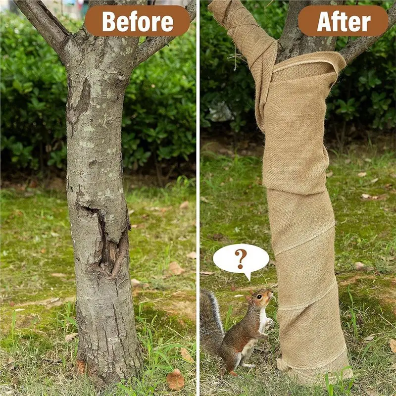 Frost-Freeze Protection Cloth, Natural Burlap Tree Trunk Protector Wrapping Roll, Plants Wrap Bandage, Fabric Tree Wrap