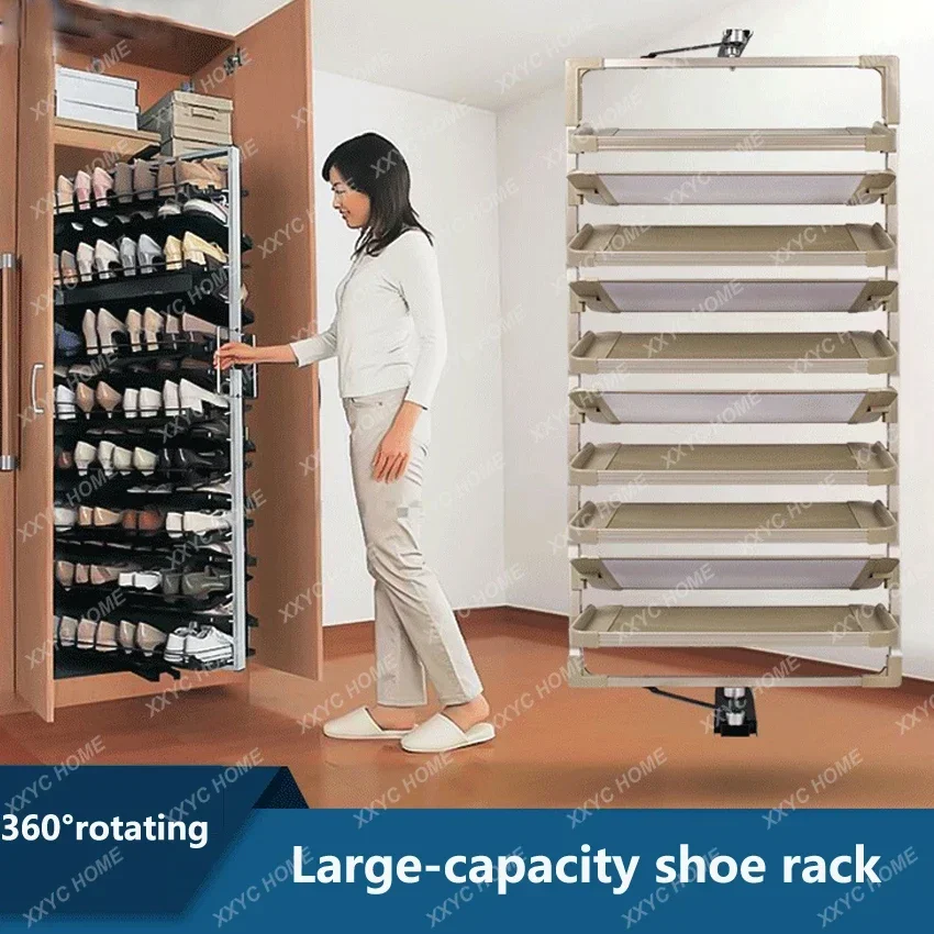 

Shoe Rack 360° Rotating Height Adjustable Aluminum Alloy Shoe Cabinet Rack Rotating Shoe Cabinet Hardware Set Customizable