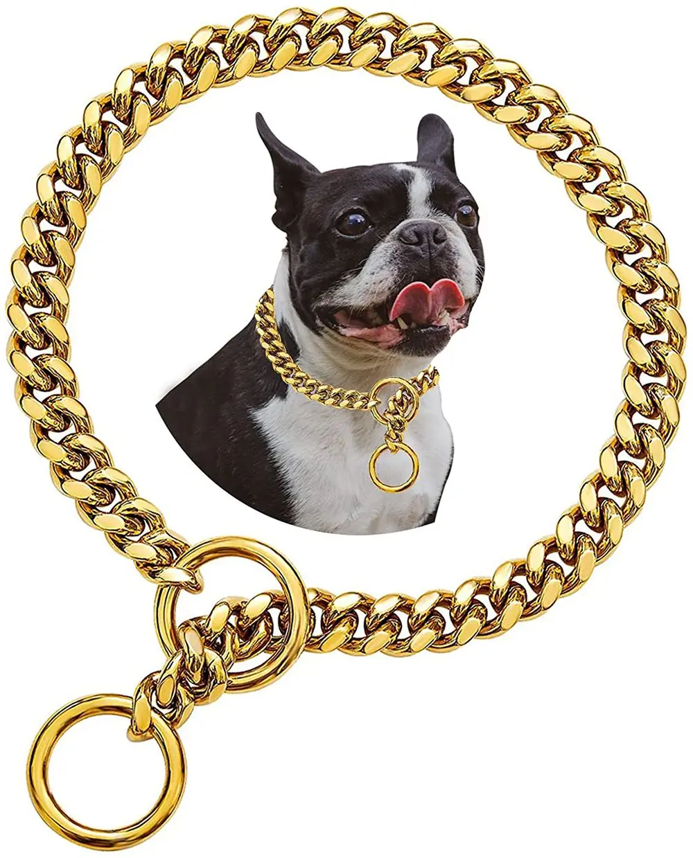 Durable Stout Encryption Dog Ring Stainless Steel Collar Dog Collar Golden Chain Cuban Chain Pet Dog Necklace