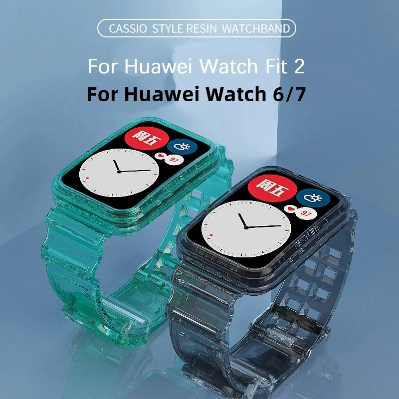 TPU Clear Case+Band For Huawei Watch Fit/7/6 classic new Clear bumper wristband Belt Bracelet For Huawei/Honor band 6/7 Strap