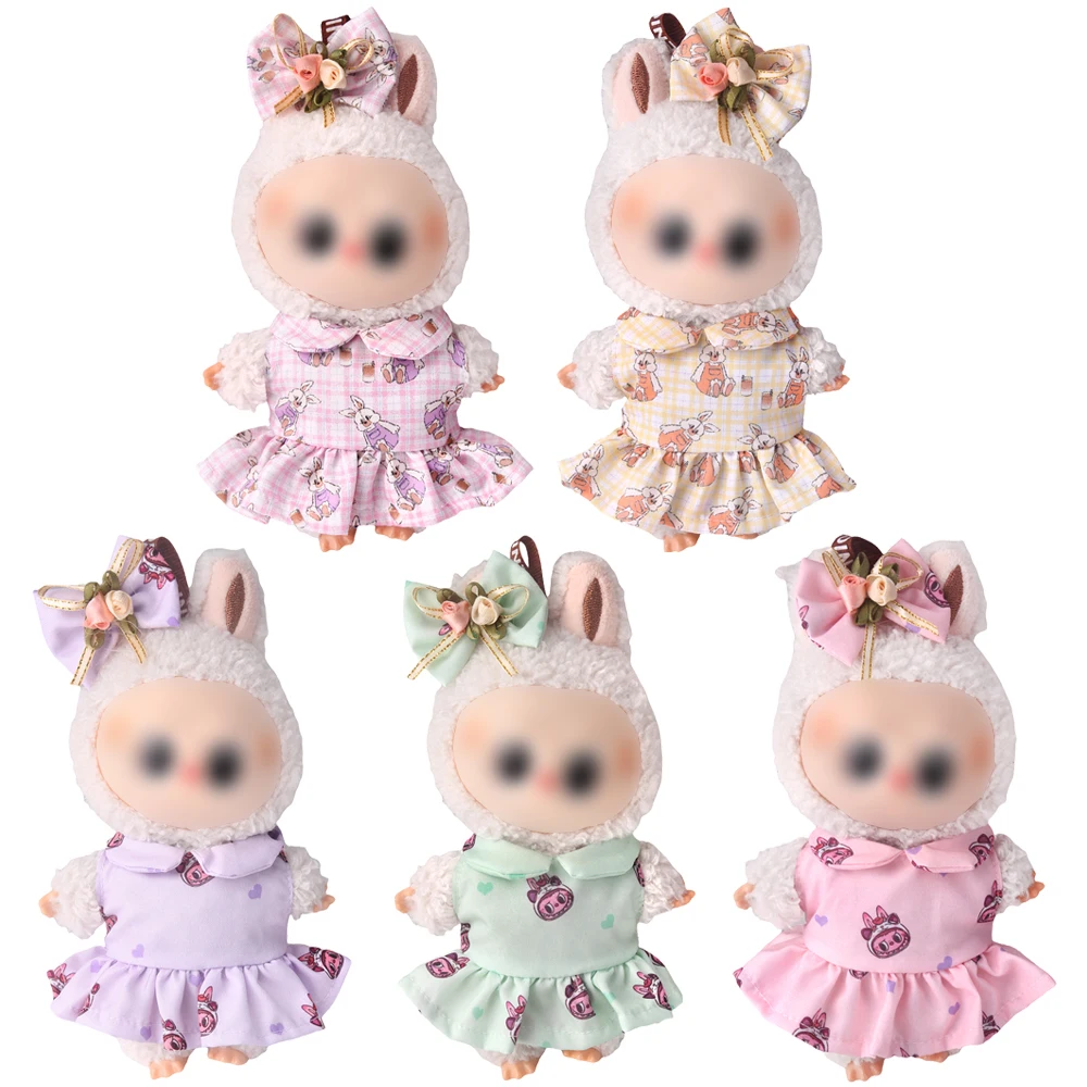 Internet Celebrity Doll 17 Cm DOLL Dress  Clothes For Mini Plush Dolls Korea Kpop Exo Idol Printed Skirt Kid Toys