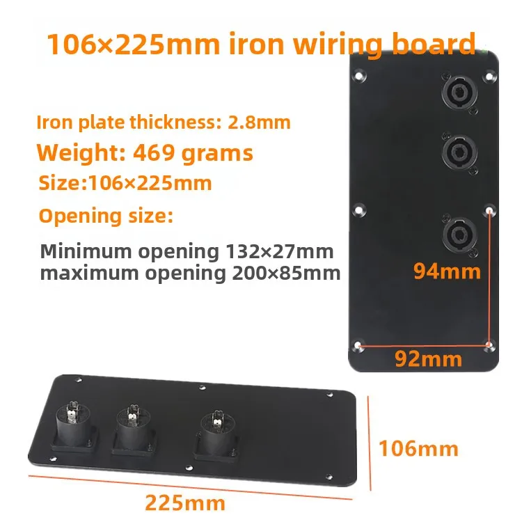 2 stuks aluminium audio-aansluitplaat, dubbele 4-pins XLR-aansluiting, bevestigingsplaat voor luidspreker.