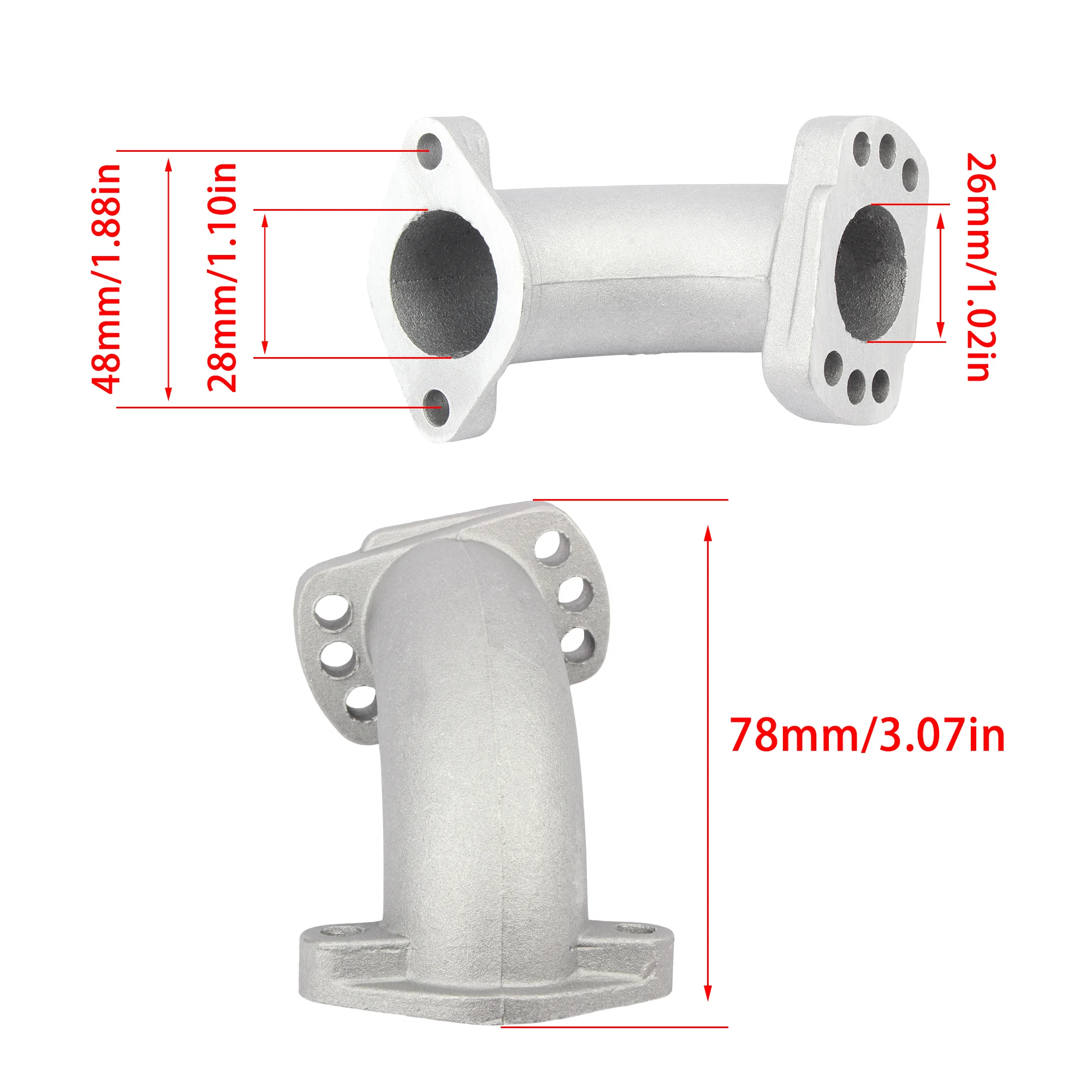 26mm 28mm 카뷰레터 흡기 매니폴드 ATV 어댑터 흡입 파이프 125cc 140cc 150cc 160cc 200cc 모페드 스쿠터 더트 피트 바이크용