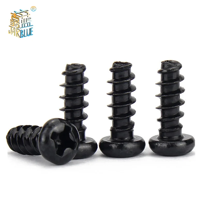 1000pcs/lot Cross Recessed Pan Head Self-tapping Screw M1 M1.2 M1.4 M1.7 M2 M2.3 M2.6 M3 Black Carbon Steel Phillips Screw