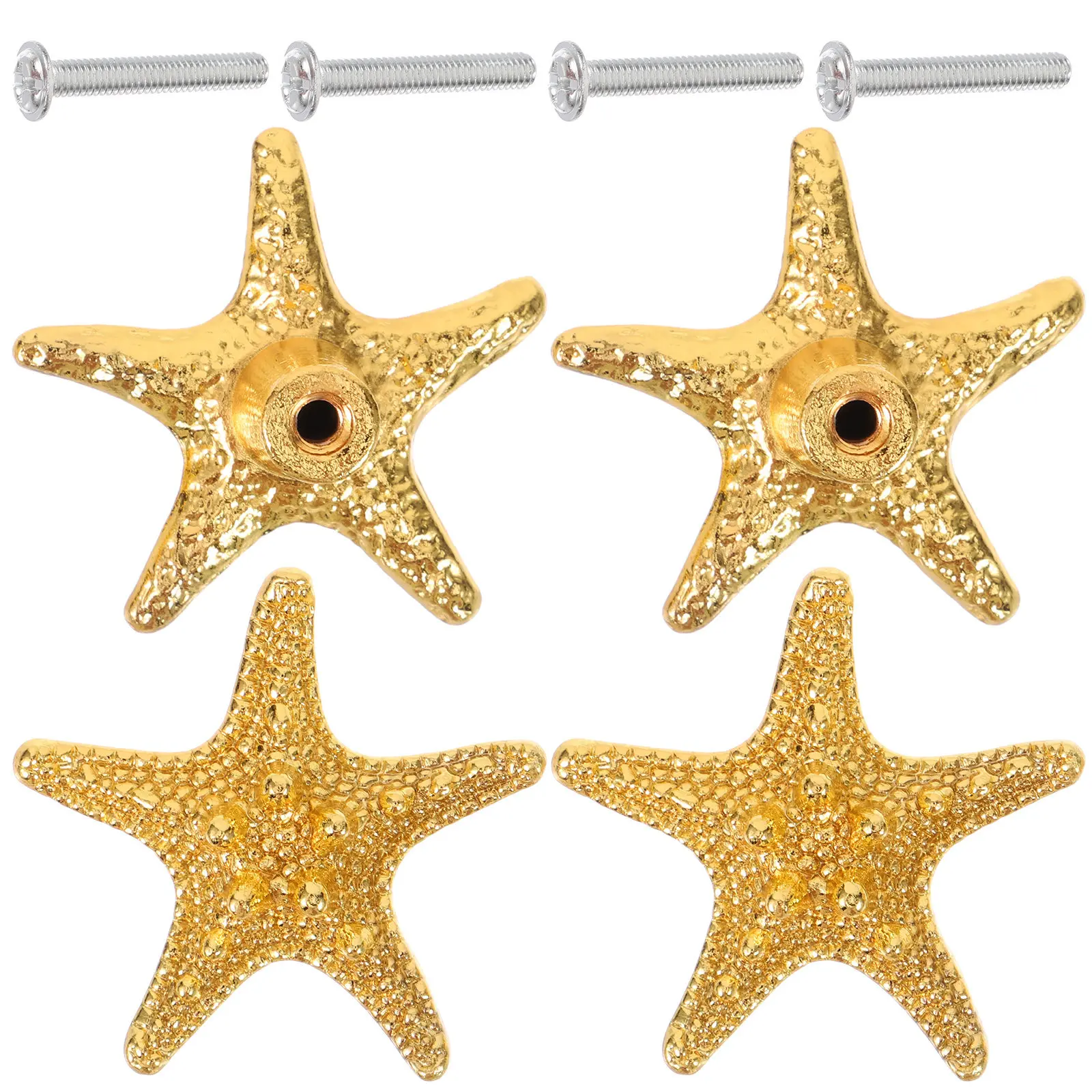 4Pcs Starfish Cabinet Handle Metal Dresser Pulls for Wardrobe Door Cupboard Drawers Nautical Style Furniture Accessory Pull
