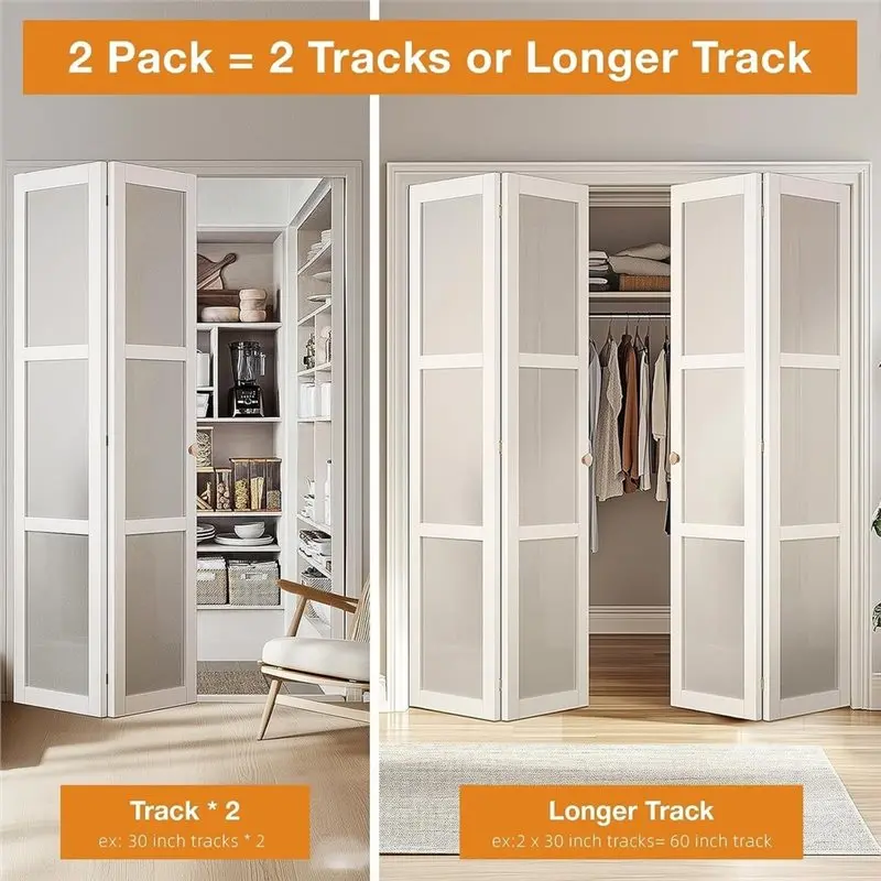 A11I Bi-Fold Door Hardware Kit 24-Inch 2-Pack Closet Door Track Set Bifold Closet Door Components