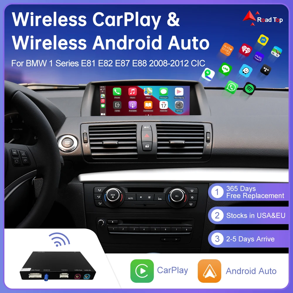 Wireless CarPlay for BMW 1 Series E81 E82 E87 E88 2008-2012,Android Auto Carplay Mirror Link AirPlay GPS Car Play Function