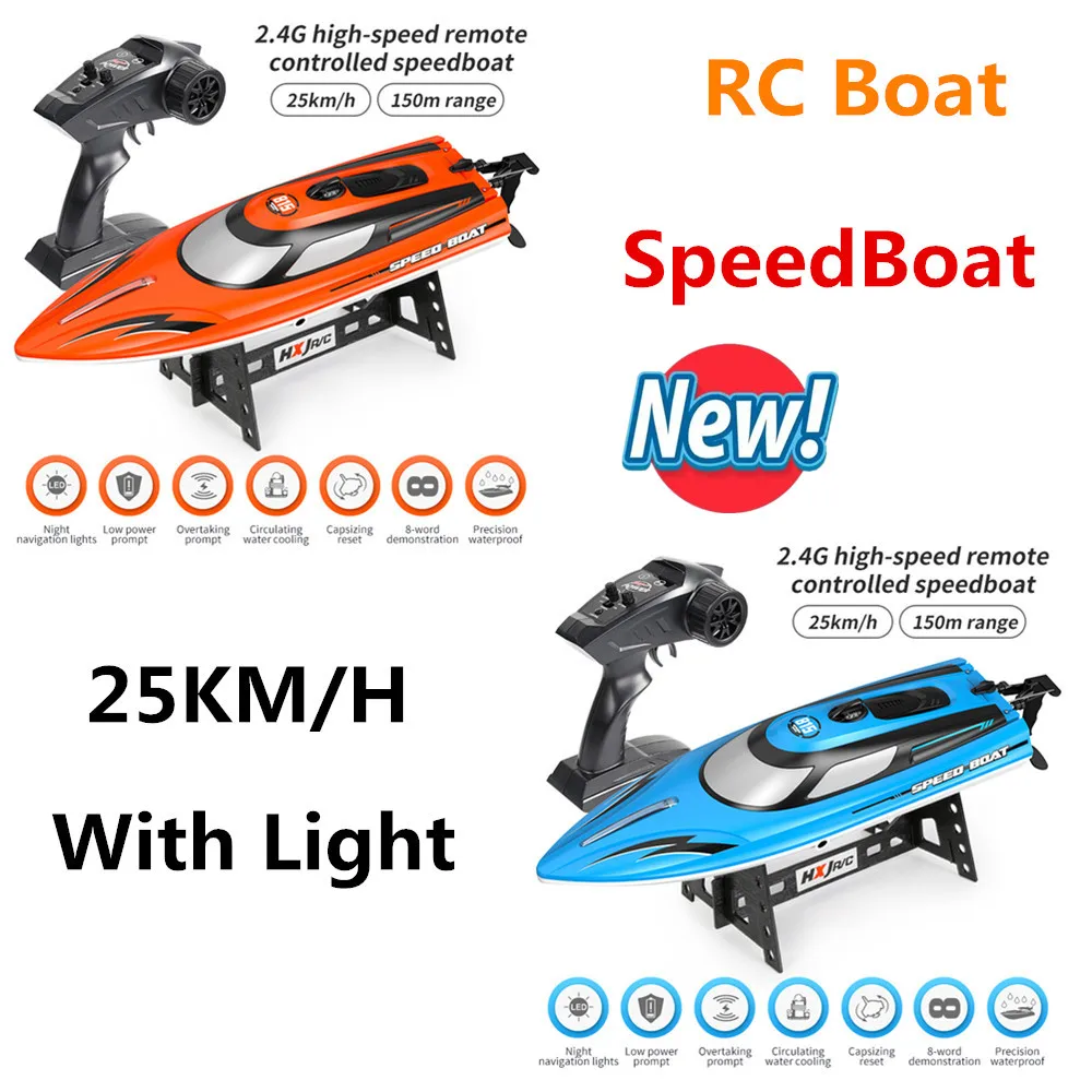 RC-Boot 25 km/h schnelles ferngesteuertes Boot 2,4 GHz RC-Boote für Erwachsene Kinder RC-Schnellboot mit wiederaufladbarem Akku für Pool, See