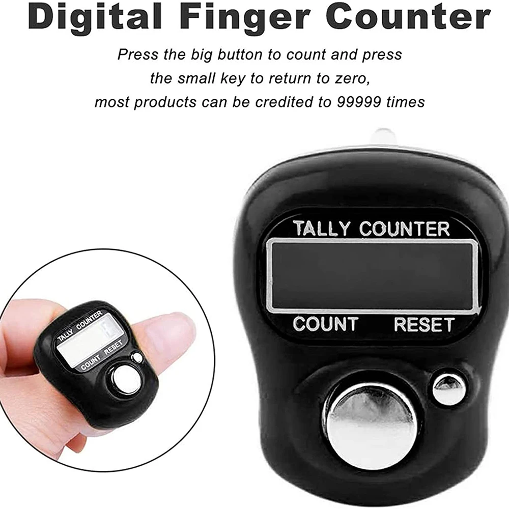 4Pcs Electronic Finger Counter 5 Digital LCD Display Finger Hand Tally Counter for Crochet Knitting Stitch Marker Row Counter