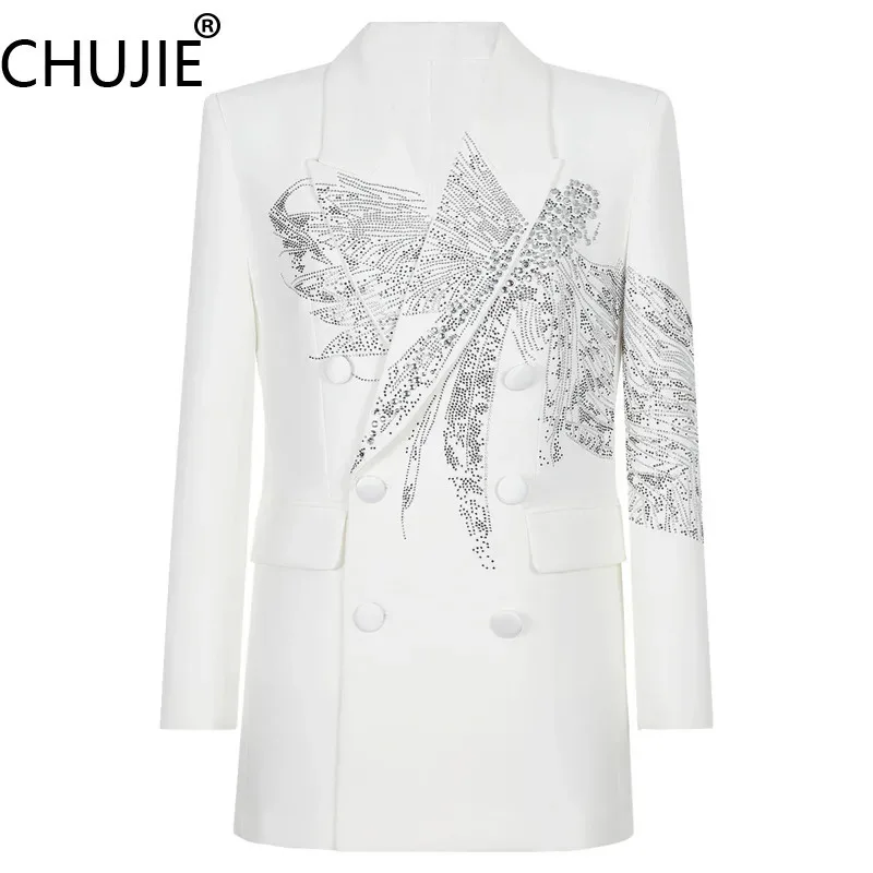 

Slim-Fit Blazer Set, Heavyweight Knit Suit, Diamond Texture Coat, Office Chic Jacket, Viscose Blend Stretchy