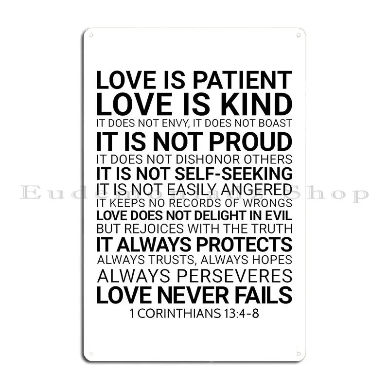 Love Is Patient Love Is Kind 1 Corinthians 13 4 8 Bible Verse Christian Gift Wedding Decor Metal Sign Kitchen Wall Plaque