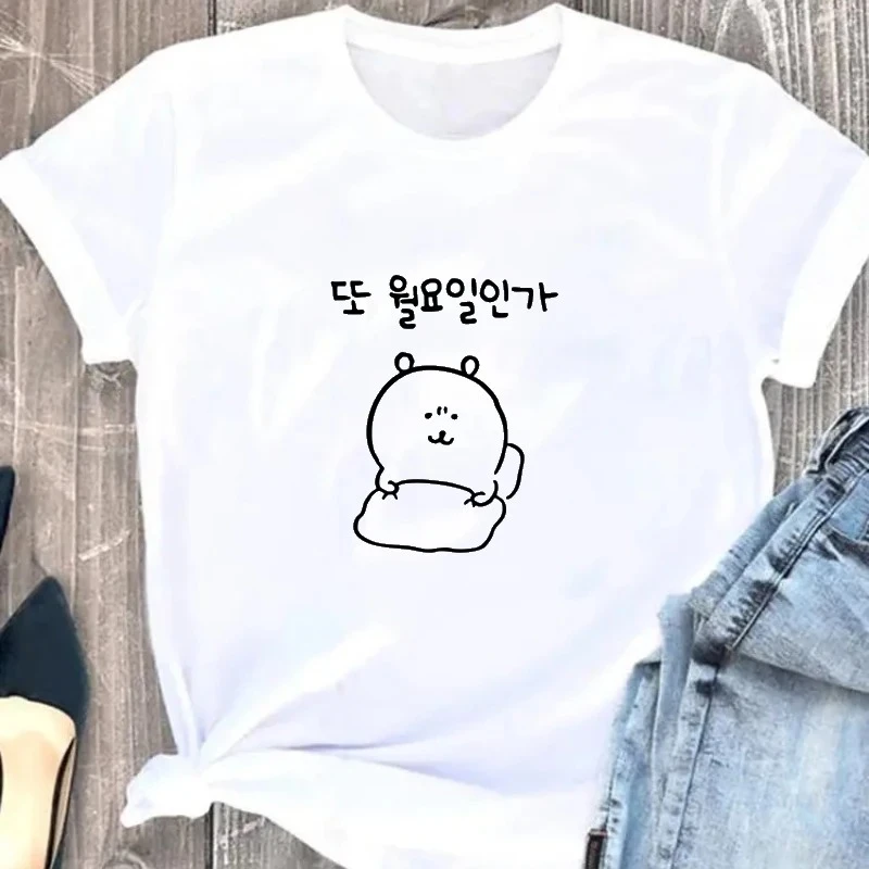 Cartoon Personality Design Is Monday Print Graphic Pattern Unisex Casual Daily T-Shirt Short Sleeve Fashion Streetwear Top