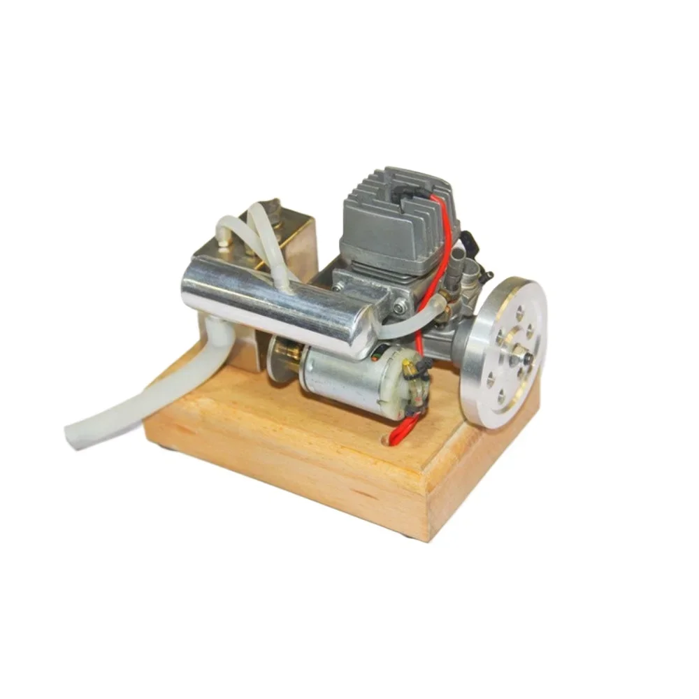 NF 15 Level Methanol Engine Miniature High Torque Engine Electric Start with Solid Wood Base Voltage Display Methanol Engine Mod