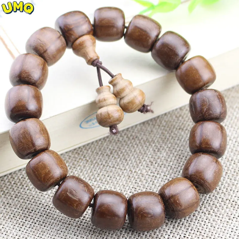 

Wutai Mountain Liudaomu Handstring Personalized Bucket Bead Bracelet Men's and Women's Stationery Wooden Buddha Beads 12 * 14mm