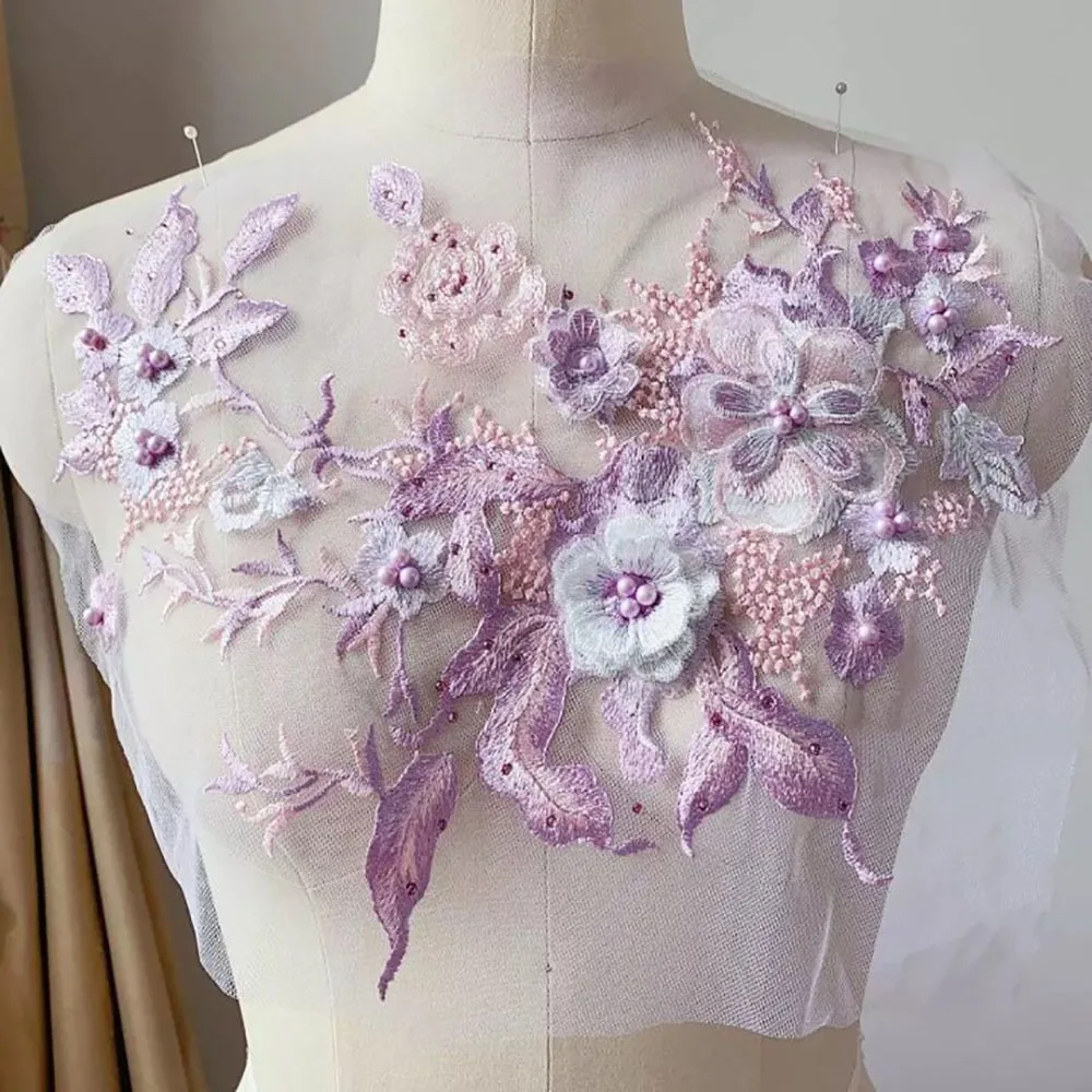 

Patchwork Sticker Sequin Embroidery Sequined Embroidery Patches DIY Lace Fabrics Applique Sewing On Patches Stage Costumes