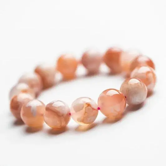 Natural Cherry Blossom Agate Bracelet Women's Pink Crystal Single Circle Hand String Fashion Jewelry Gift for Girlfriends Wealth