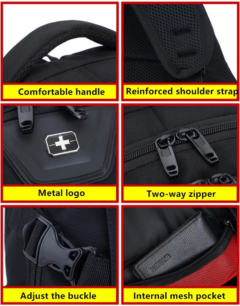 Herren Multifunktions-USB-Lade-Rucksack, Modischer Business-Casual-Reise-Rucksack, Diebstahlsicher, Wasserdicht, 17 Zoll Laptop-Tasche, Schulrucksack – Detail 12