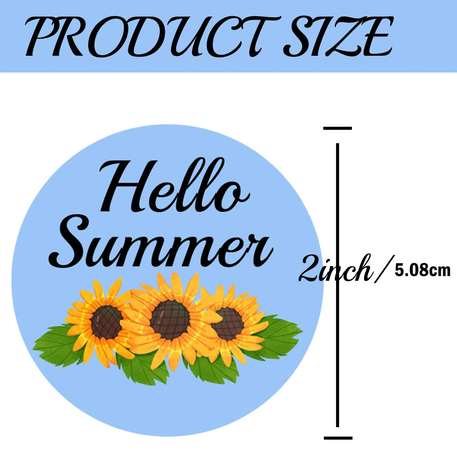 2 Inch Sunflower Hello Sunshine Stickers Roll Hello Summer Stickers - Holiday Stickers Tropical Beach Label 120pcs