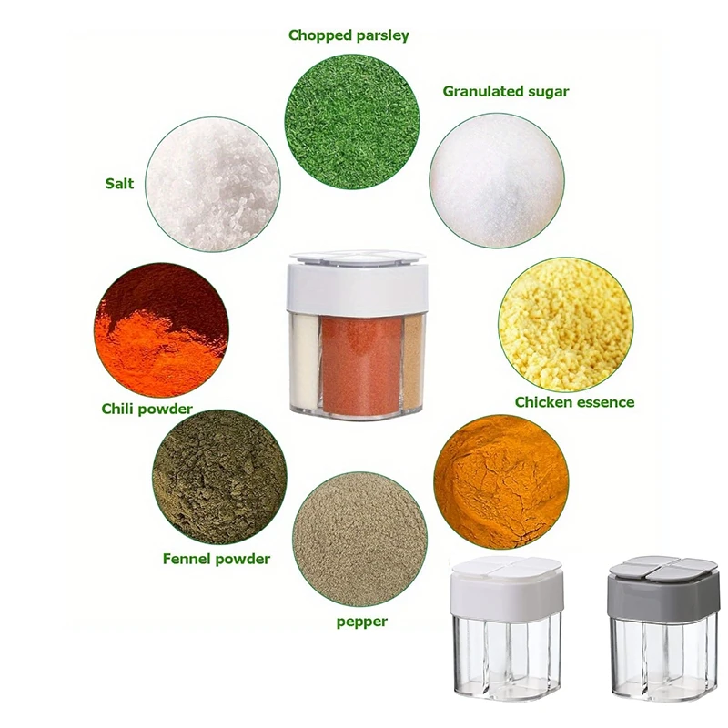 Barattolo per condimenti agitatore per sale e pepe scomparto per Dispenser di spezie trasparente con coperchi contenitore per condimenti per barbecue da cucina all'aperto