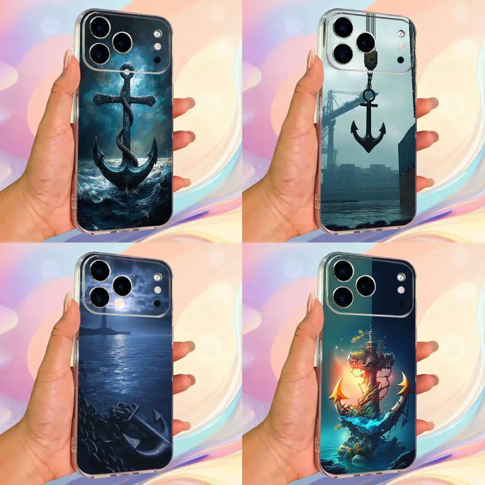

Sailing Art Ocean Anchor Phone Case For iPhone 14,13,12,11,17,16,15,Pro,Max,Plus,X,XS,XR,SE,Mini Transparent Soft Cover