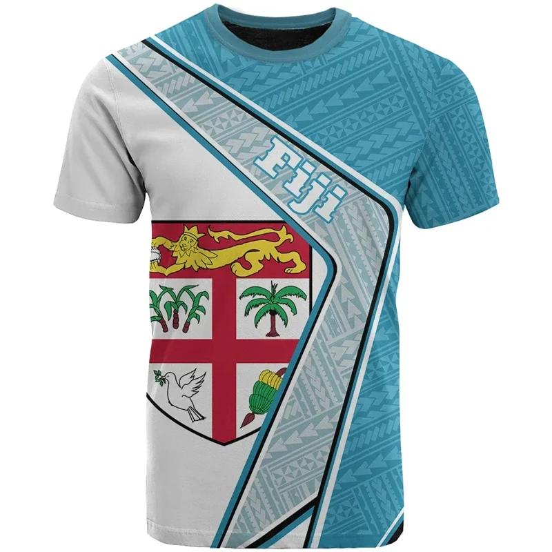 Fiji Flag Map Graphic T Shirts Fijian National Emblem T Shirt For Men Clothes Polynesia Unisex Tshirt Casual Man Tee Women Tops