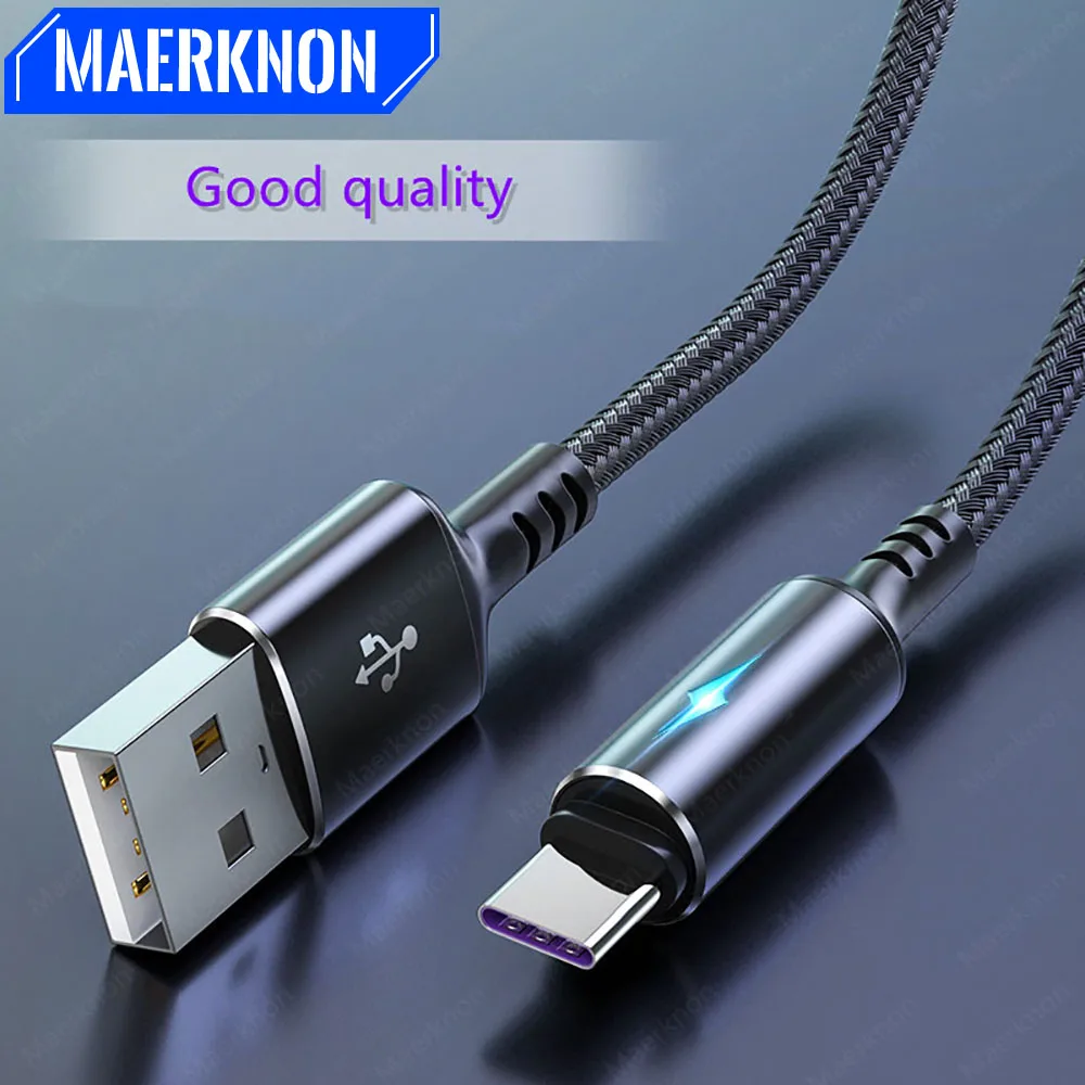 

Кабель Micro USB, 5 А, шнур для быстрой зарядки и передачи данных со светодиодным индикатором