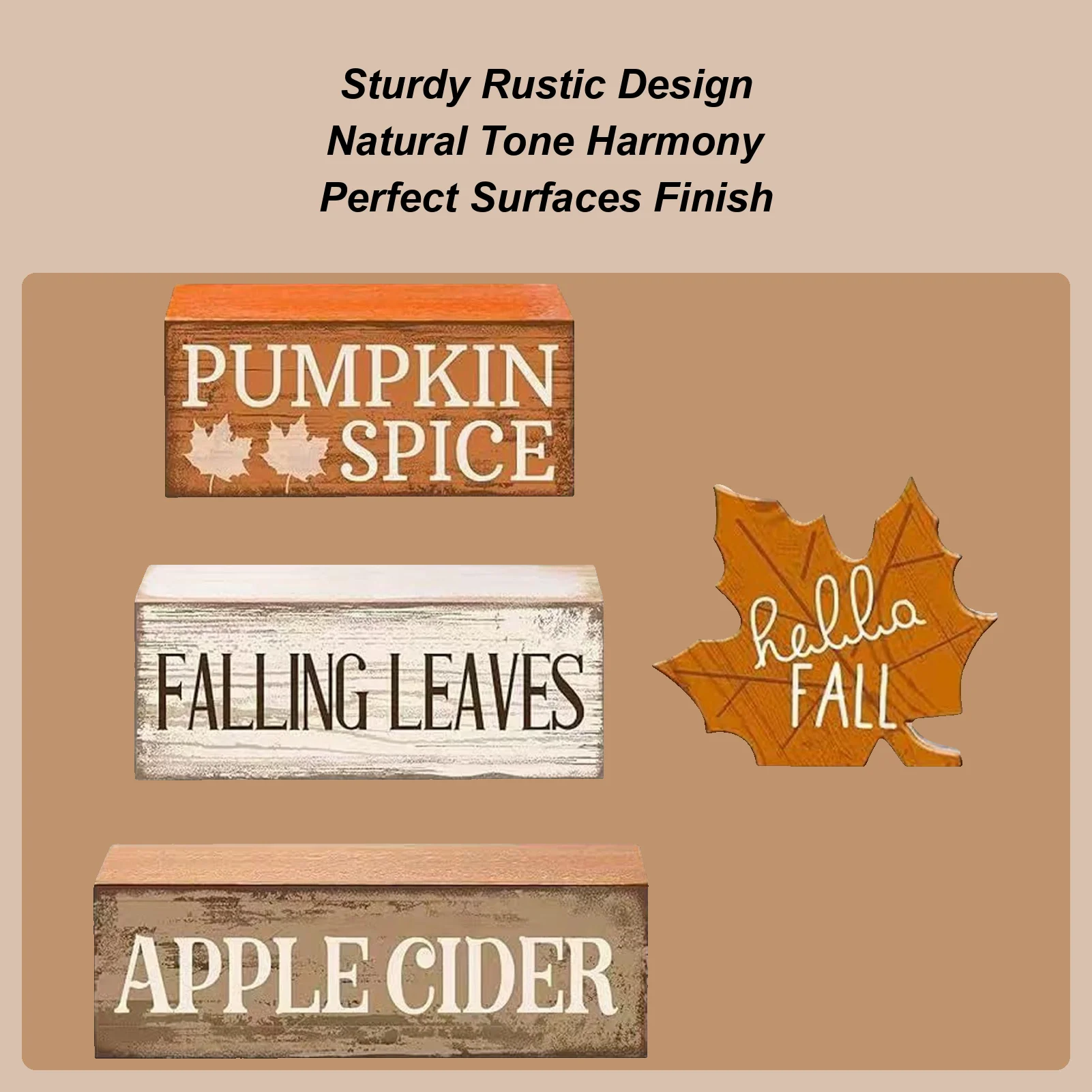 Wooden Maple Decoration Fall Tiered Tray Decor Rustic Maple Block Sign Autumn Harvest Party Favors For Halloween Thanksgiving