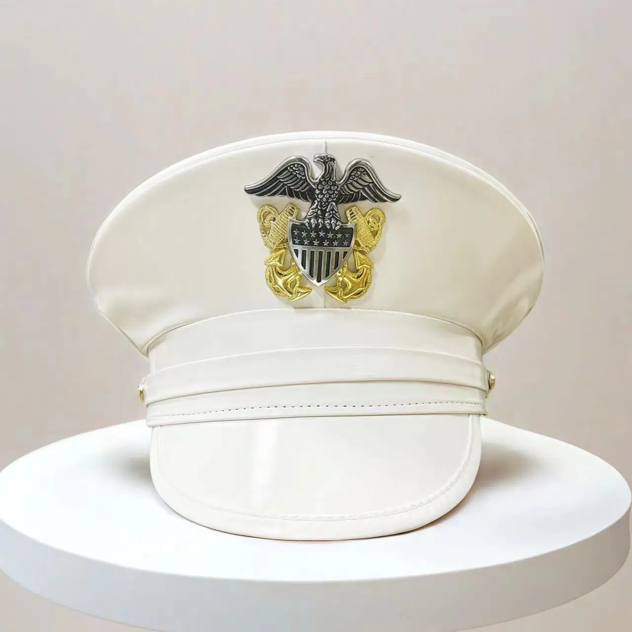 HongLuan レーザーレザーキャプテンハット ラインストーン＆ミリタリーキャップ 女性用、レイブフェスティバルアクセサリー＆パーティーキャップ 男性コスプレ用