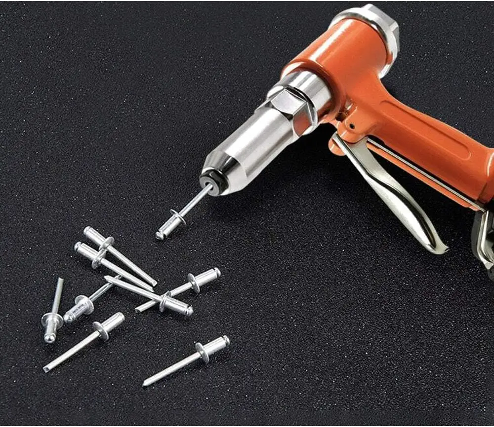 Pneumatic Rivet Gun Set with 5 Nosepieces, Lightweight Air Tool for Easy Riveting and Labor Saving